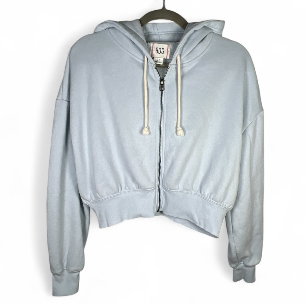 Urban Outfitters BDG Cropped Zip Up Sweatshirt Pastel Blue Size Small